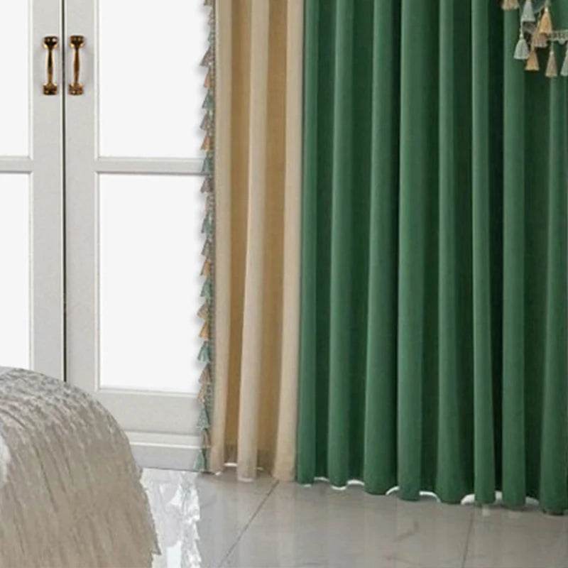 2pcs American European living room curtain luxury solid color matching flannelette, no valance - Loft&Timber