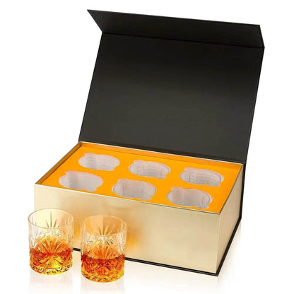 Bourbon Whiskey Glass Set Of 6 - Unique Crystal Rocks Glasses - Loft&Timber