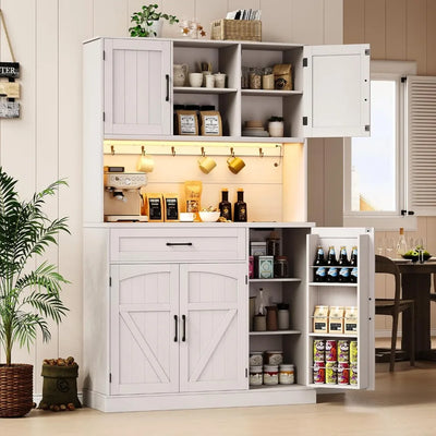 71" Pantry Cabinet With LED Light & Outlet - Loft&Timber