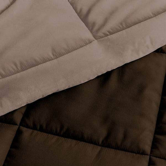 King/Cal King 3-Piece Microfiber Reversible Comforter Set in Taupe Brown - Loft&Timber