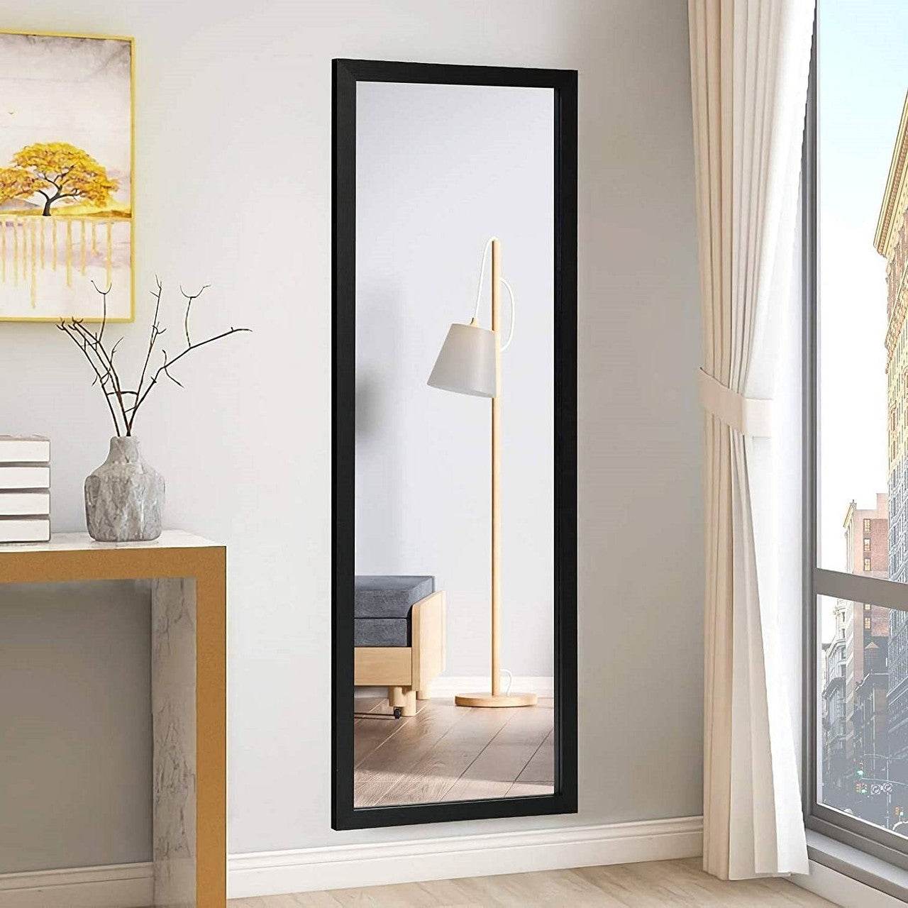 Black Full Length Bedroom Mirror with Over the Door or Wall Mounted Design - Loft&Timber