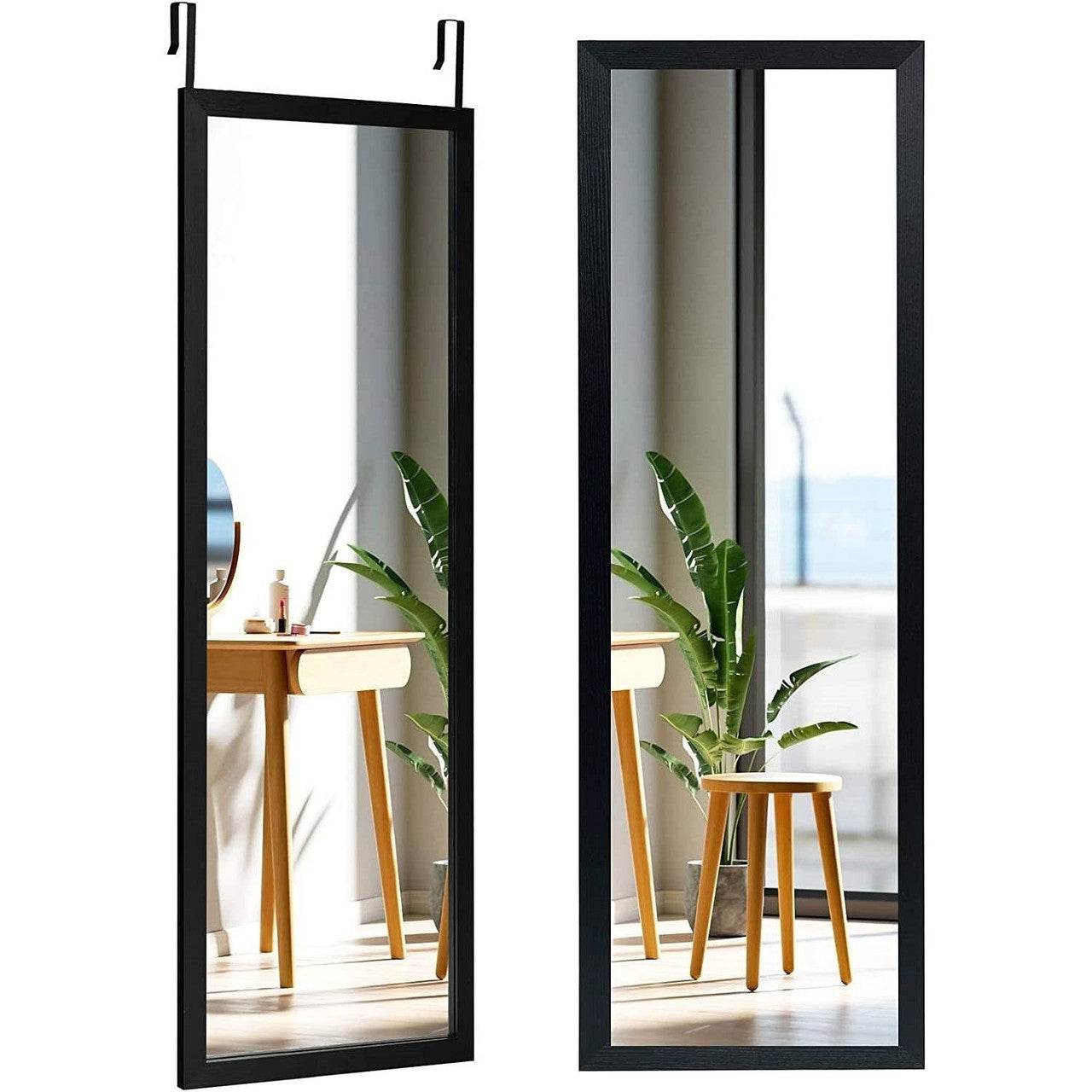Black Full Length Bedroom Mirror with Over the Door or Wall Mounted Design - Loft&Timber