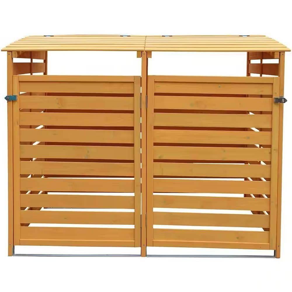 Outdoor Solid Wood Garbage Can Recycle Bin Storage Shed - Holds 2 Trash Bins - Loft&Timber