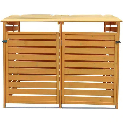 Outdoor Solid Wood Garbage Can Recycle Bin Storage Shed - Holds 2 Trash Bins - Loft&Timber