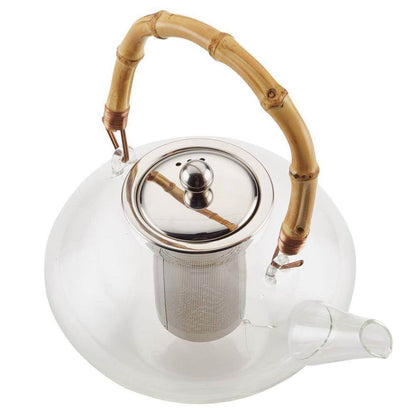 1 Quart Glass Teapot Kettle with Stainless Steel Tea Infuser and Bamboo Handle - Loft&Timber