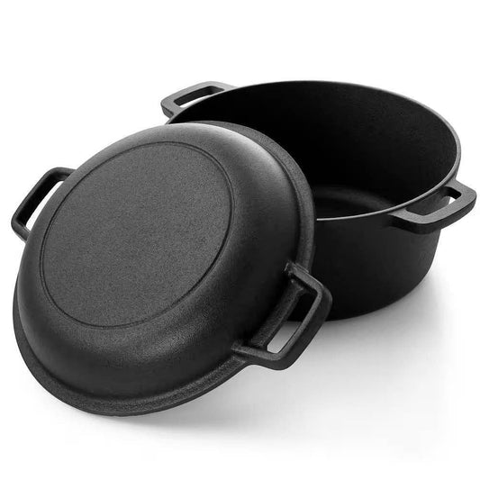 12-Piece Cast Iron Cookware set with Dutch Oven Frying Pan Skillet and Pizza Pan - Loft&Timber