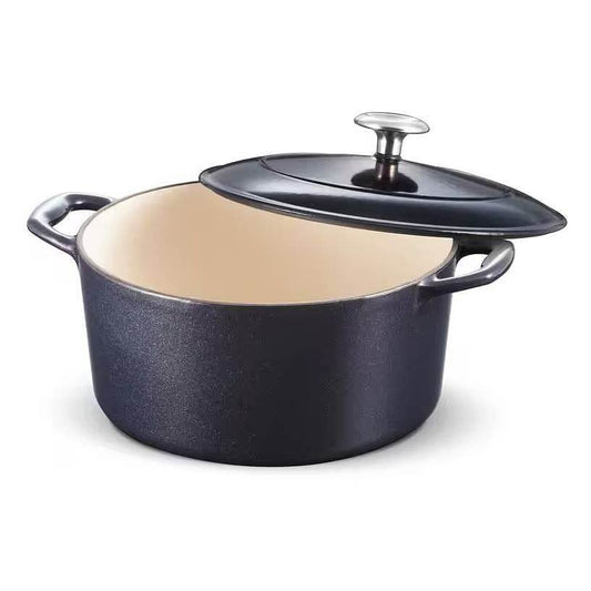 Round 5.5 Quart Dark Blue Enameled Oven Safe Cast Iron Dutch Oven with Lid - Loft&Timber