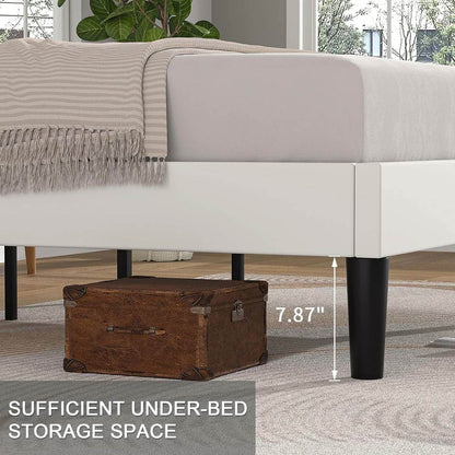 Twin size White Upholstered Platform Bed Frame with Headboard - Loft&Timber