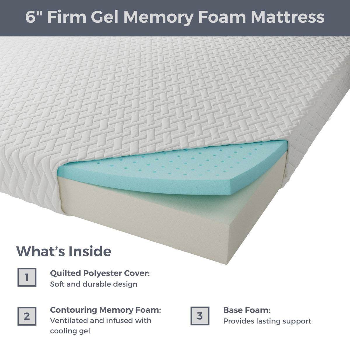 Twin XL size 6-inch Thick Firm Cooling Memory Foam Mattress - Loft&Timber