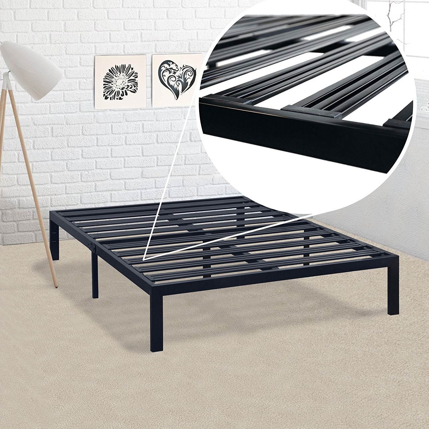 Twin XL Metal Platform Bed Frame with Heavy Duty Steel Slats - Loft&Timber