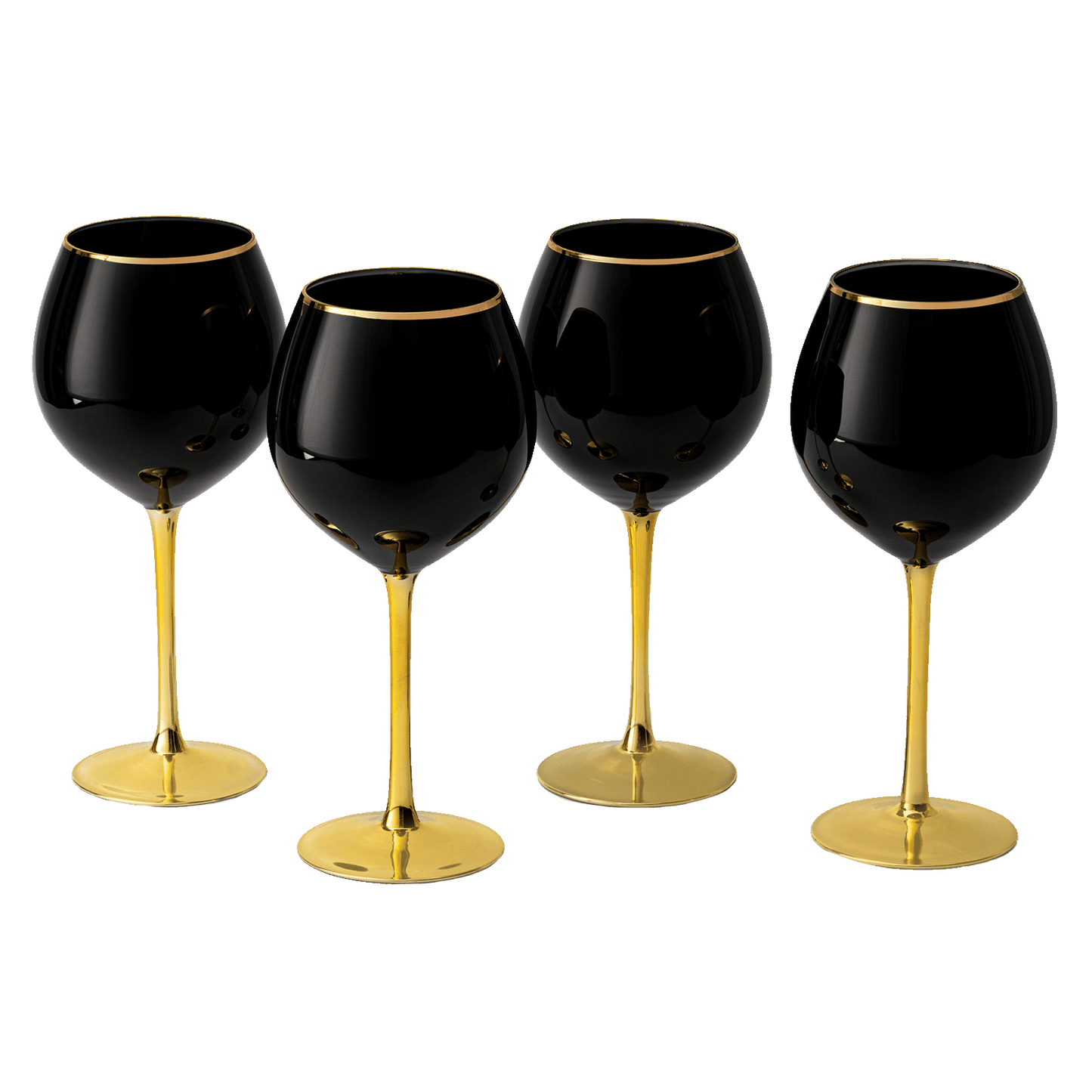 The Wine Savant Set of 4 Black Wine Glasses Gold Stemmed 14 oz Gold Rim Wine Glasses, Black Colored Wine Glasses Luxury Wine Glassware Wine Tasting, Wedding Gift, Anniversary, Birthday - Loft&Timber