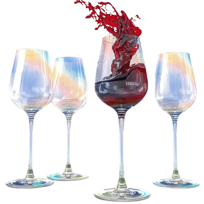 Iridescent Luster Large Radiance Wine Glasses - White Pearl Whimsy and Nostalgia Large Red Wine or White Wine Glass In An Elegant Gift Box - Loft&Timber