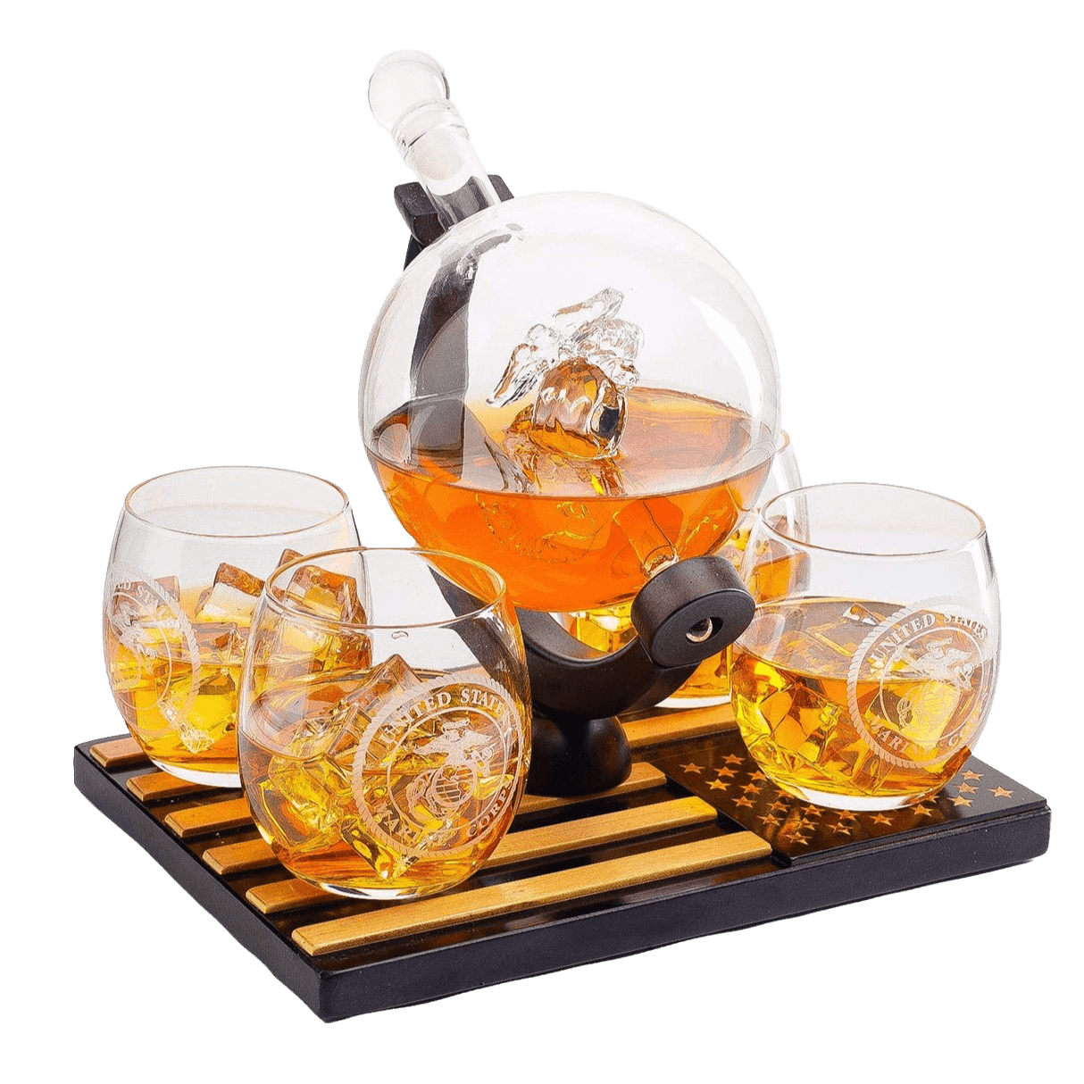 Marine Decanter Set With 4 Whiskey Glasses 1000ml Marines Gift Decanter by The Wine Savant - Loft&Timber