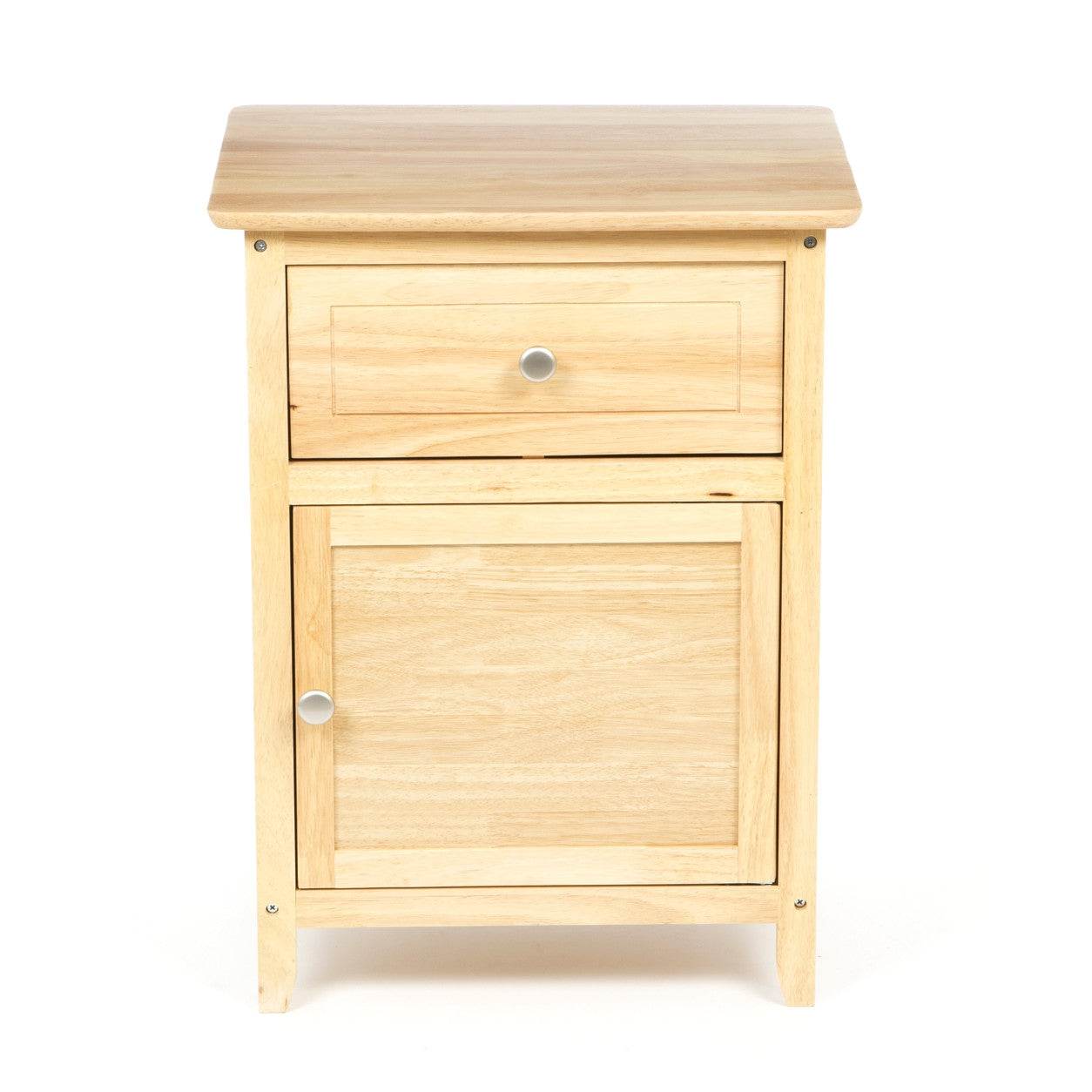 Natural Wood Finish 1-Drawer Bedside Table Cabinet Nightstand - Loft&Timber