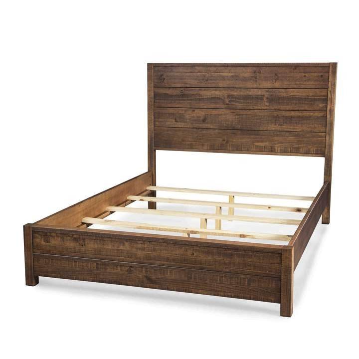 FarmHome Walnut Solid Pine Platform Bed in Queen Size - Loft&Timber