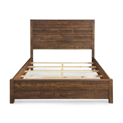 FarmHome Walnut Solid Pine Platform Bed in Queen Size - Loft&Timber