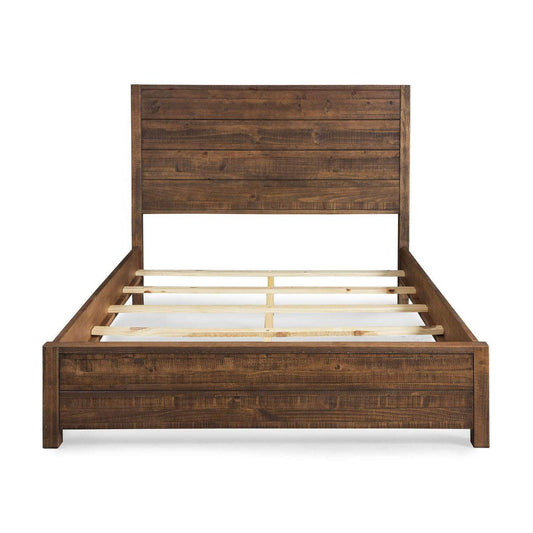 FarmHome Walnut Solid Pine Platform Bed in Queen Size - Loft&Timber