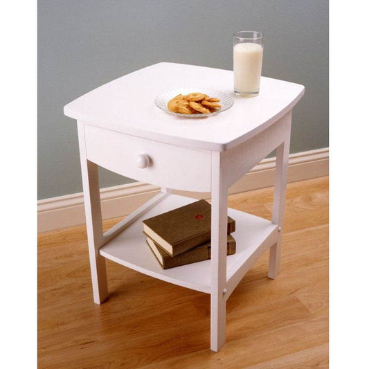 White Wood Contemporary 1-Drawer Bedside Table Nightstand - Loft&Timber