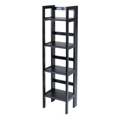 Black 4-Tier Shelf Folding Shelving Unit Bookcase Storage Shelves Tower - Loft&Timber