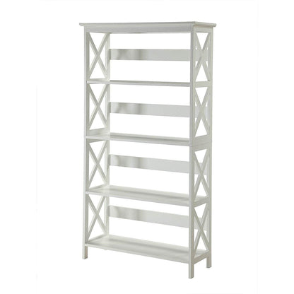 Glossy White 5-Shelf Bookcase - Loft&Timber
