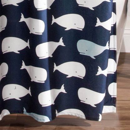 72-inch Navy White Nautical Whales Polyester Shower Curtain - Loft&Timber