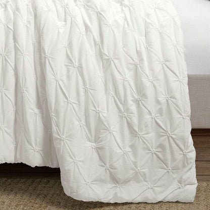 Full/Queen Soft Pleated Cotton 3 Piece Comforter Set White - Loft&Timber