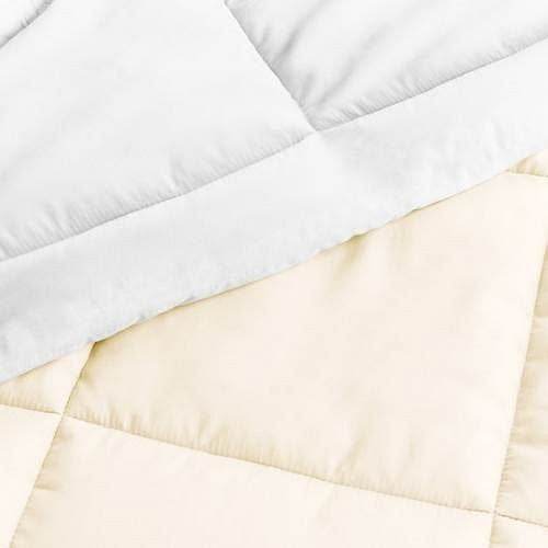 Full/Queen size 3-Piece Microfiber Reversible Comforter Set in White and Cream - Loft&Timber