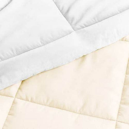 Full/Queen size 3-Piece Microfiber Reversible Comforter Set in White and Cream - Loft&Timber