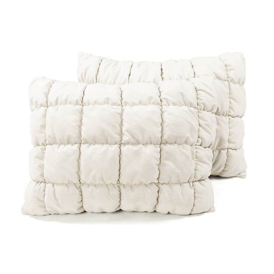 Full/Queen Soft Lightweight Puff Textured 3-Piece Comforter Set in Off White - Loft&Timber