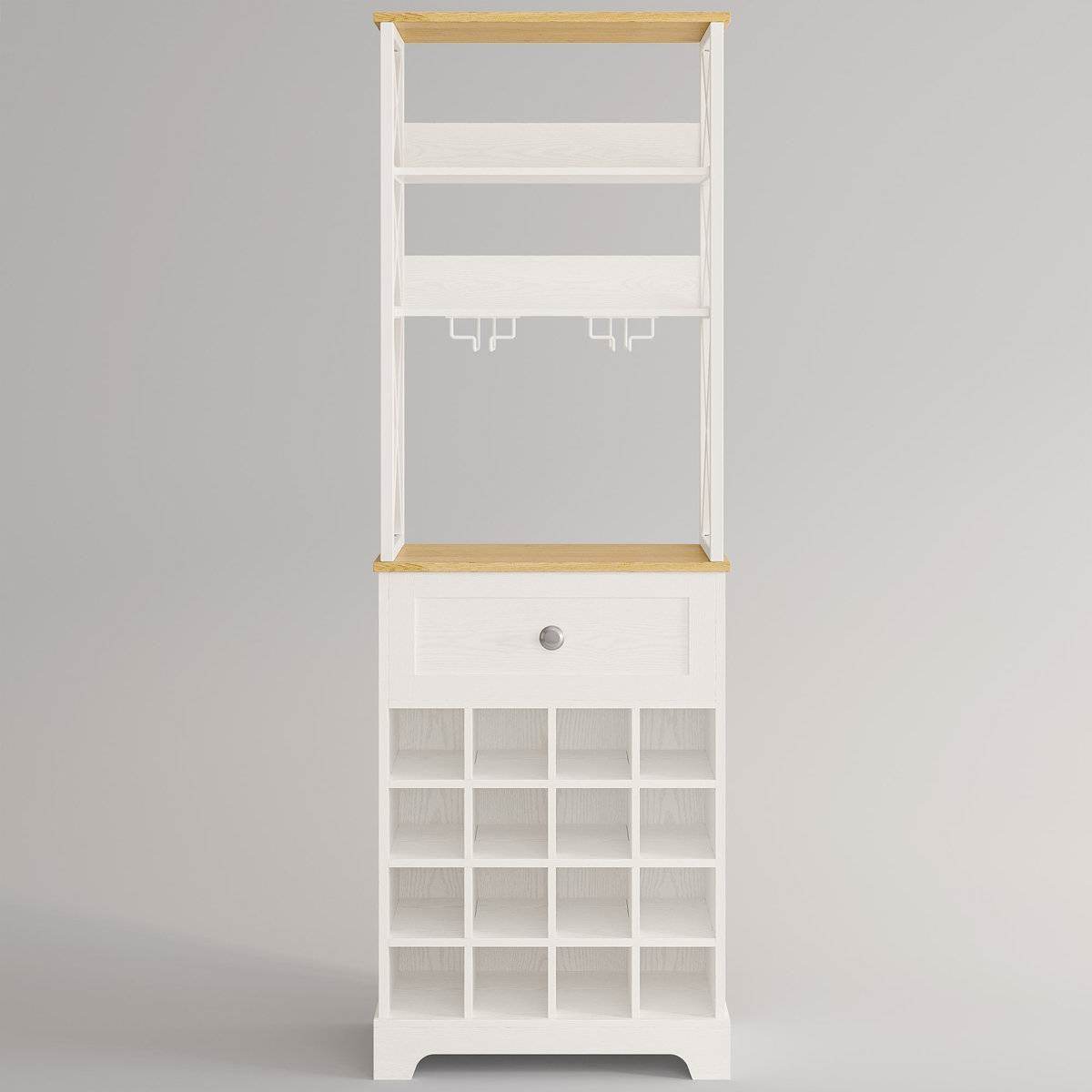White/Natural Wine Bottle & Glass Rack Cabinet Bar Storage - Loft&Timber