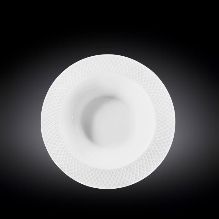 White Porcelain Deep Plate With Embossed Wide Rim 9" inch | For soup, pasta, salad - Loft&Timber
