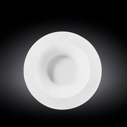 White Porcelain Deep Plate With Embossed Wide Rim 9" inch | For soup, pasta, salad - Loft&Timber