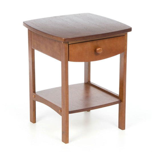 Walnut Wood Finish 1-Drawer Bedroom Nightstand Bedside Table - Loft&Timber