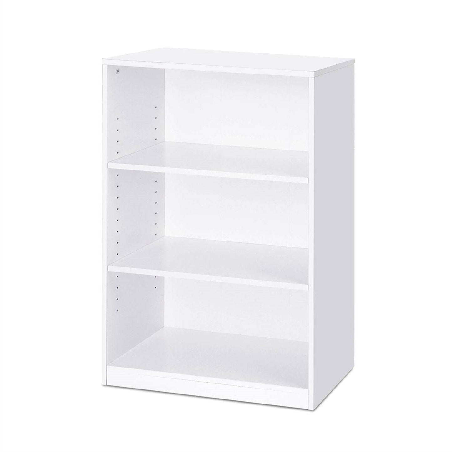 Modern 3-Shelf Bookcase in White Wood Finish - Loft&Timber