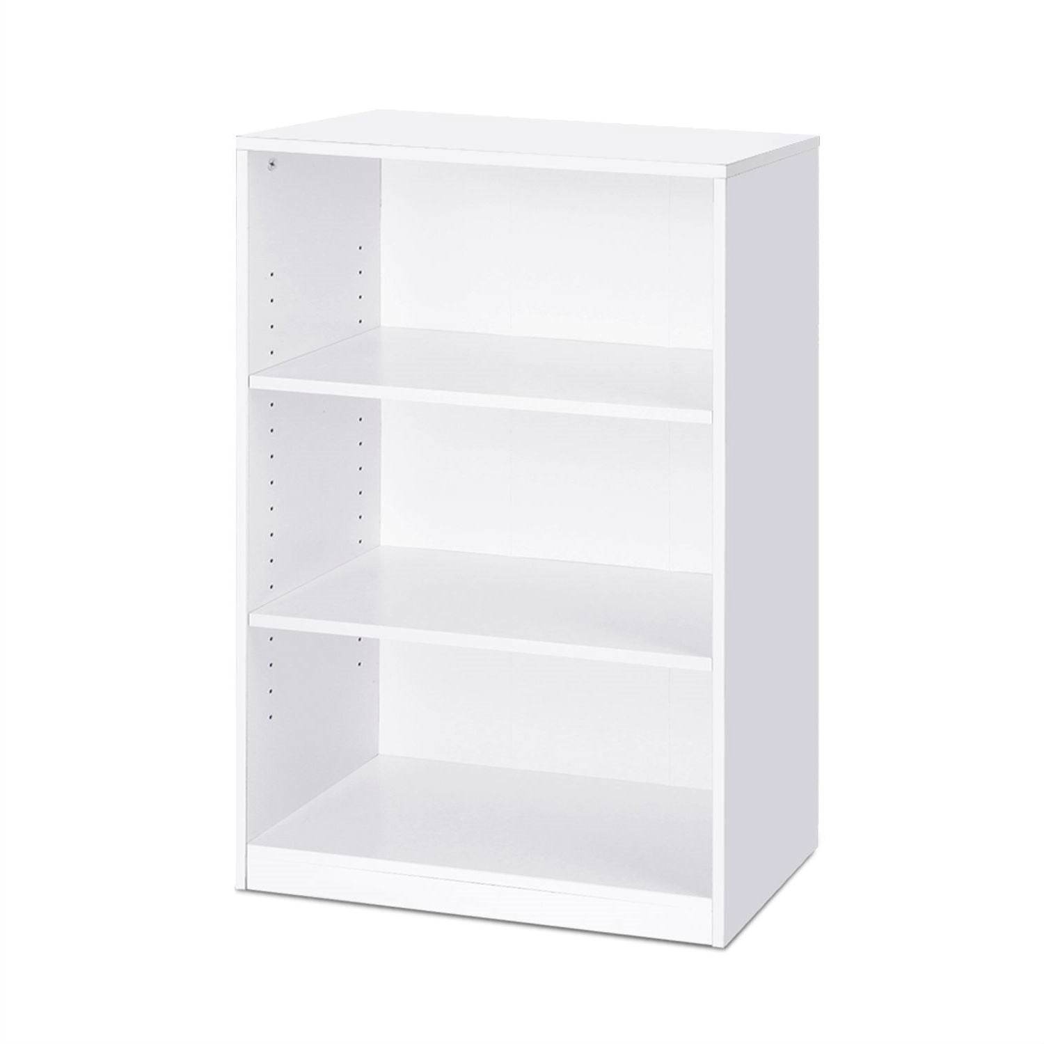 Modern 3-Shelf Bookcase in White Wood Finish - Loft&Timber