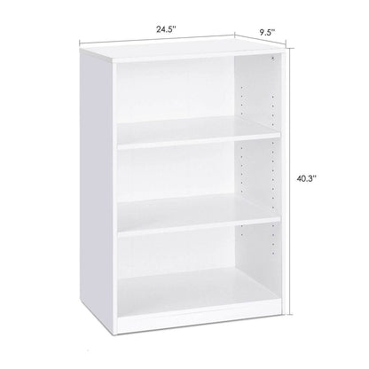 Modern 3-Shelf Bookcase in White Wood Finish - Loft&Timber