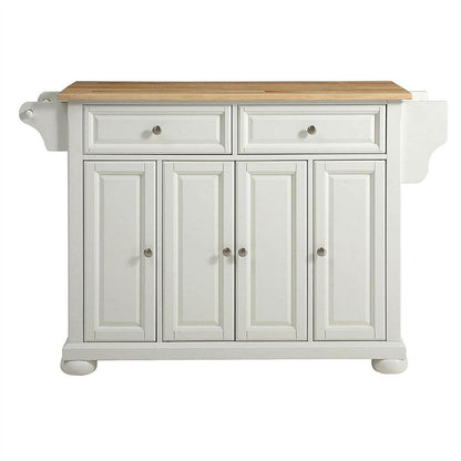 White Kitchen Island Storage Cabinet with Solid Wood Top - Loft&Timber