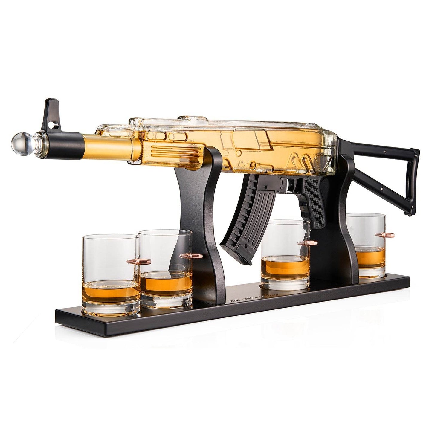 Gun Whiskey Decanter Set - Limited Edition, Silencer Stopper - 710 ml & 4 10.5oz Bullet Glasses - Unique Gift - Drinking Party Accessory, Handmade Gun Liquor Decanter, Tik Tok Gun Decanter, Dad Gift - Loft&Timber