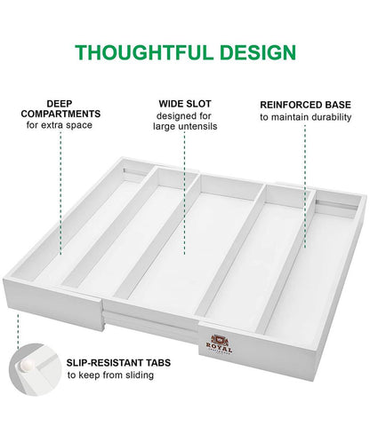 Cutlery And Utensil Organizer Tray White - Loft&Timber