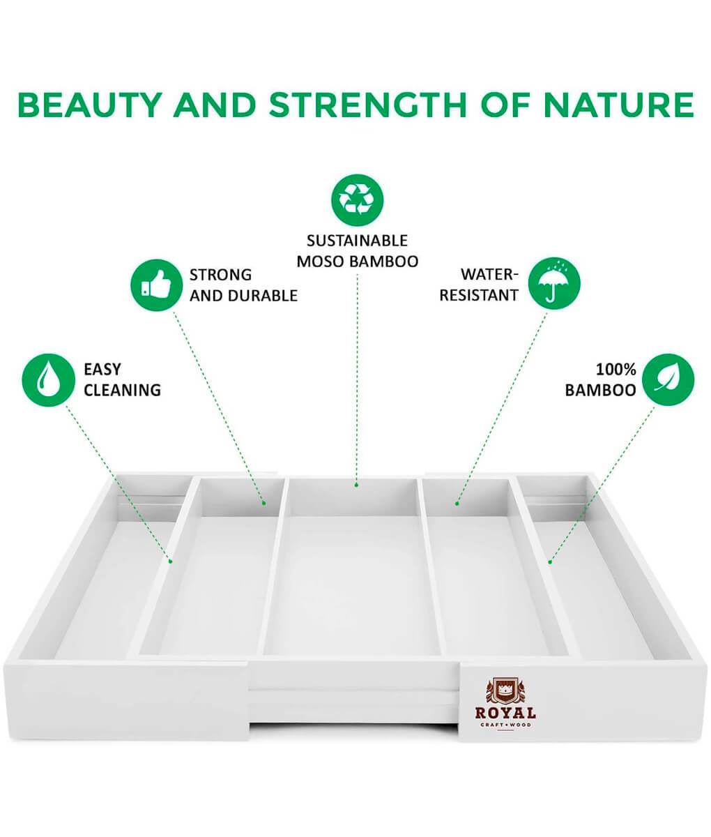 Cutlery And Utensil Organizer Tray White - Loft&Timber