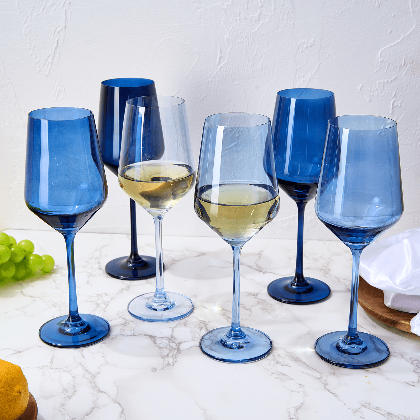 Blue Winter Christmas Wine Glasses | Set of 12 | Navy Colors - Loft&Timber