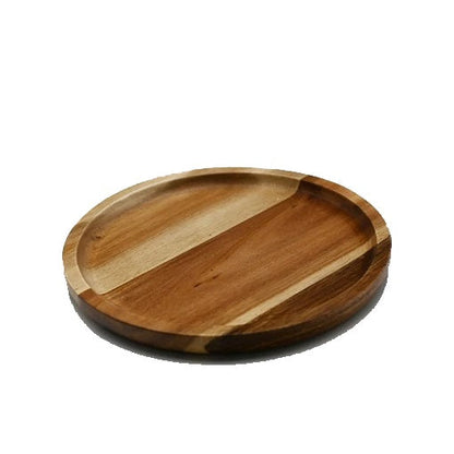 Zavis Green Acacia Wood Round Stackable Plate / Platter 8" | Dishwasher Safe - Loft&Timber