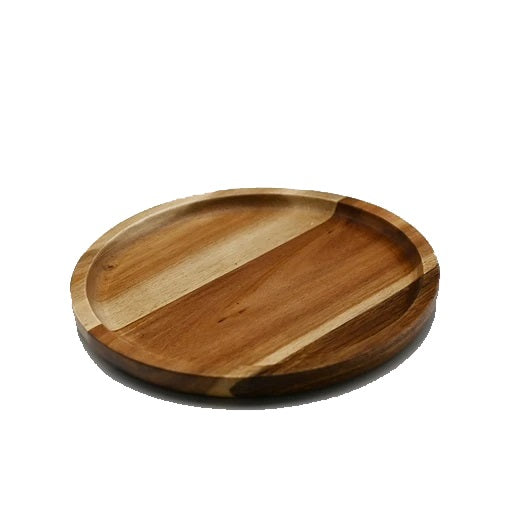Zavis Green Acacia Wood Round Stackable Plate / Platter 8" | Dishwasher Safe - Loft&Timber