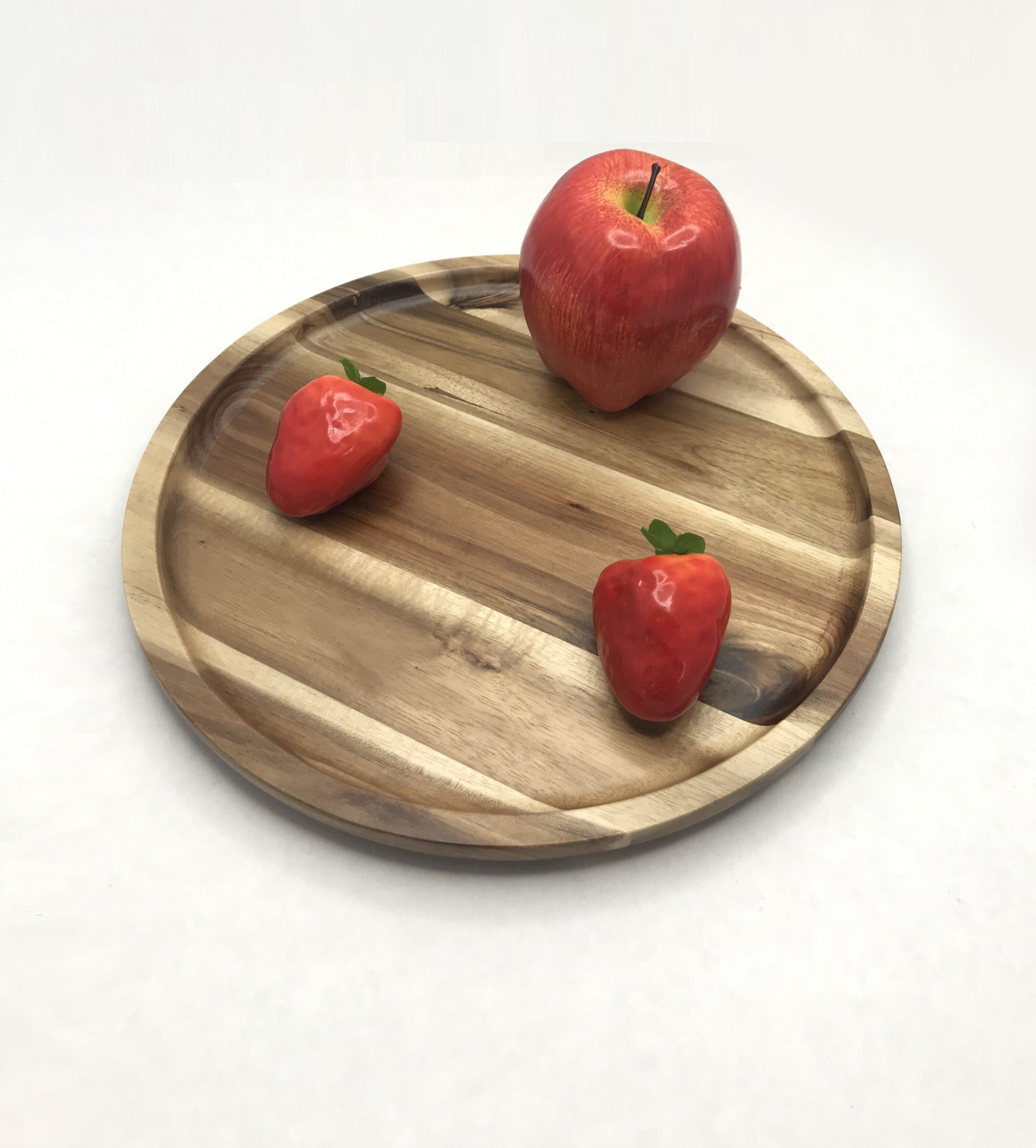 Zavis Green Acacia Wood Round Stackable Plate / Platter 10" | Dishwasher Safe - Loft&Timber