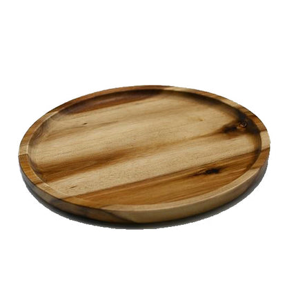 Zavis Green Acacia Wood Round Stackable Plate / Platter 10" | Dishwasher Safe - Loft&Timber