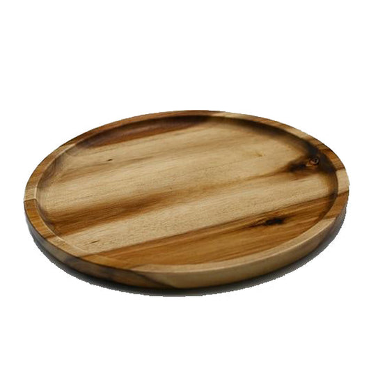 Zavis Green Acacia Wood Round Stackable Plate / Platter 10" | Dishwasher Safe - Loft&Timber