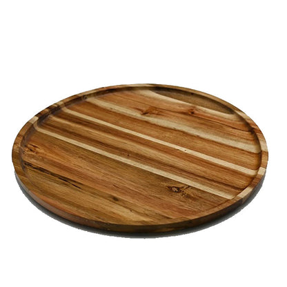 Zavis Green Acacia Wood Round Stackable Plate / Platter 14" | Dishwasher Safe - Loft&Timber