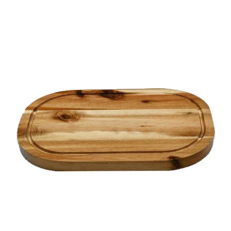 Zavis Green Acacia Wood Serving Rounded Cutting Board With Juice Groove 12" X 8" | Dishwasher Safe - Loft&Timber