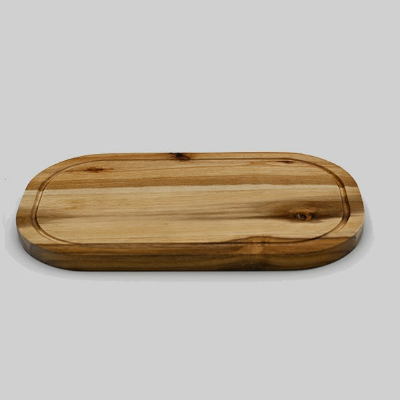 [ Set of 3 ] Zavis Green Acacia Wood Serving Rounded Cutting Board With Juice Groove 14" X 8" | Dishwasher Safe - Loft&Timber