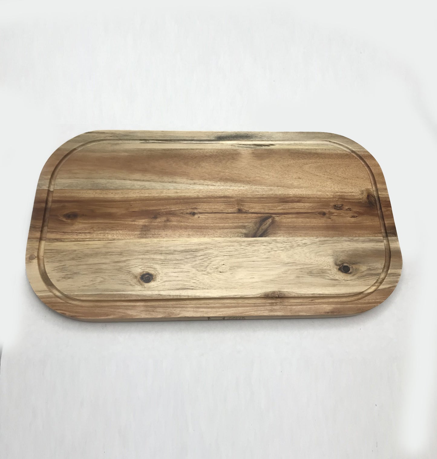 [ Set of 3 ] Zavis Green Acacia Wood Serving Rounded Cutting Board With Juice Groove 18" X 10" | Dishwasher Safe - Loft&Timber